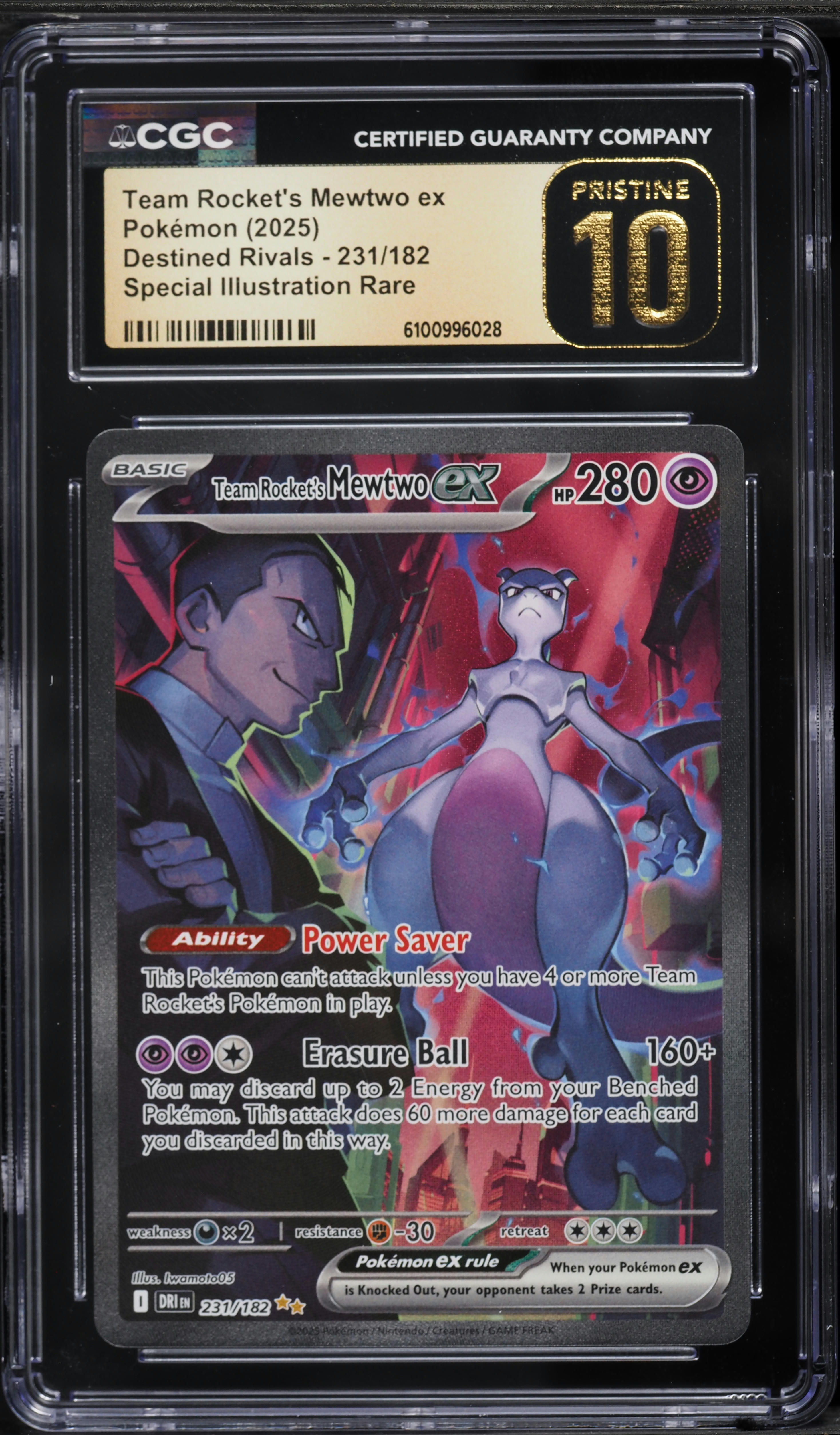 2025 Pokemon Scarlet & Violet Destined Rivals SIR Team Rocket's Mewtwo EX #231 CGC 10 PRISTINE