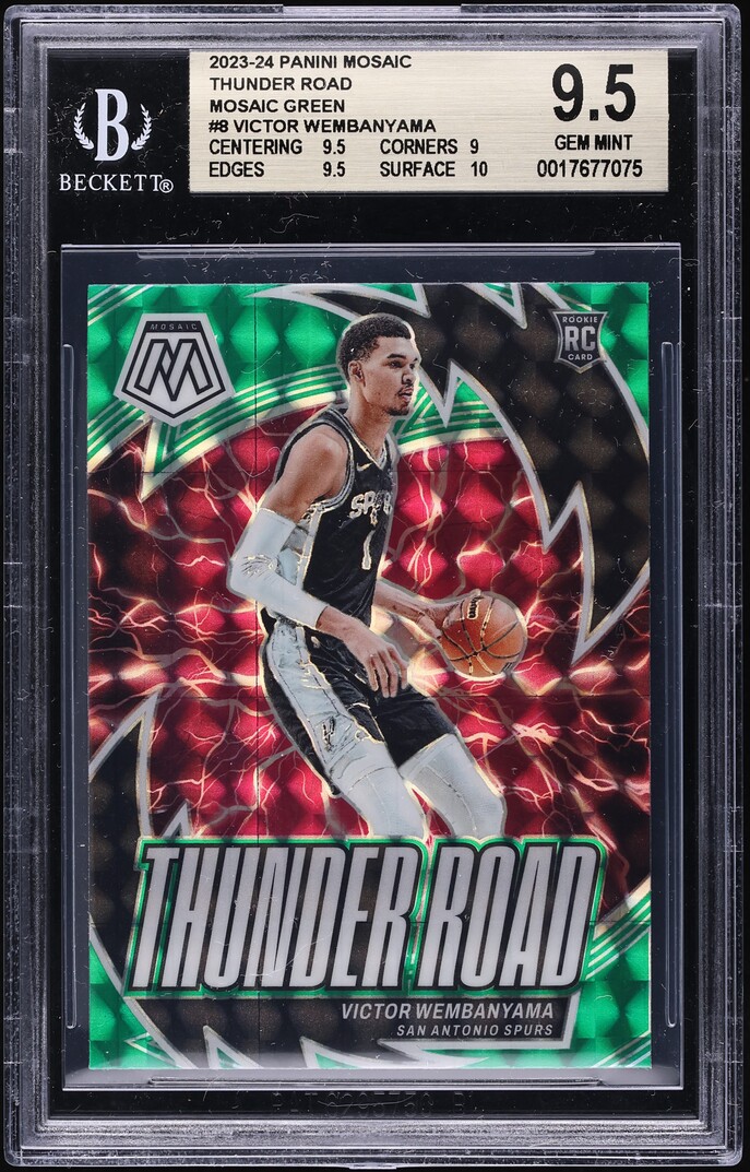 2023 Panini Mosaic Thunder Road Green Victor Wembanyama ROOKIE #8 BGS 9.5 GEM
