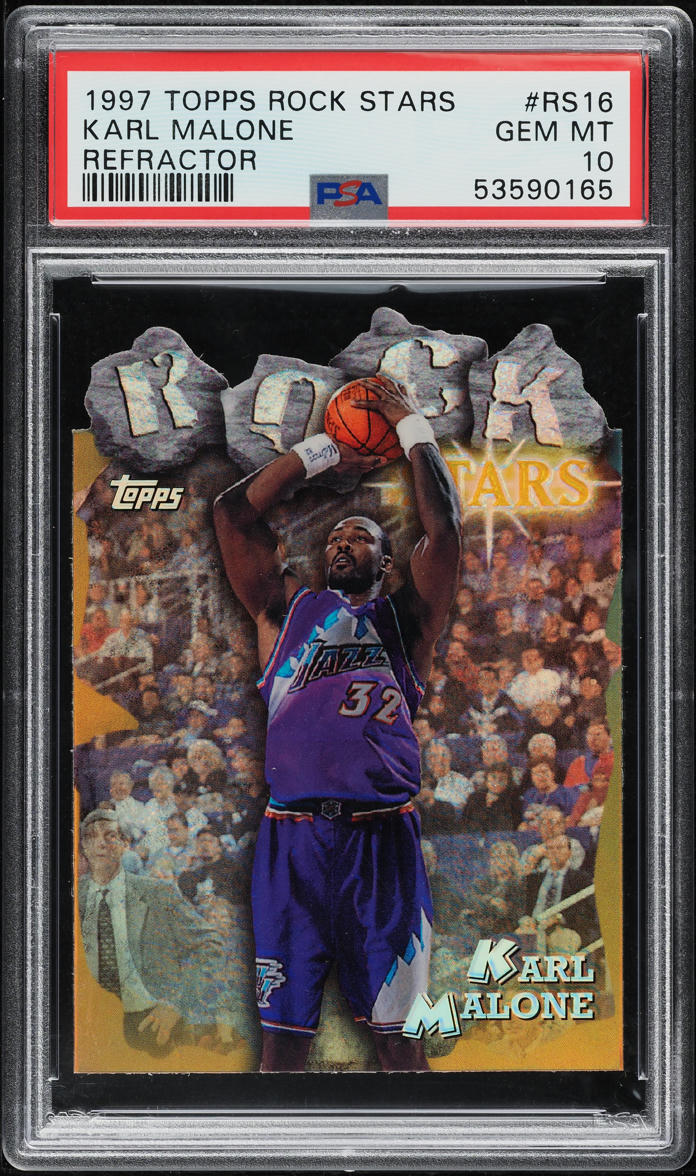 1997 Topps Rock Stars Refractor Karl Malone #RS16 PSA 10 GEM MINT