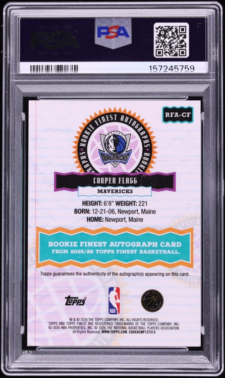 2025 Finest Green Geometric Cooper Flagg ROOKIE AUTO /75 #RFA-CF PSA 8 NM-MT