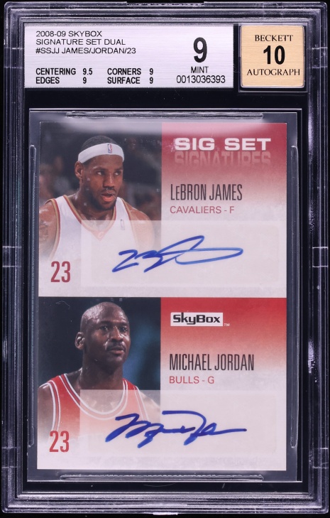 2008 Skybox Signature Set LeBron James Michael Jordan AUTO /23 #SS-JJ BGS 9 MINT