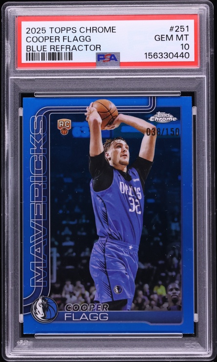 2025 Topps Chrome Blue Refractor Cooper Flagg ROOKIE /150 #251 PSA 10 GEM MINT