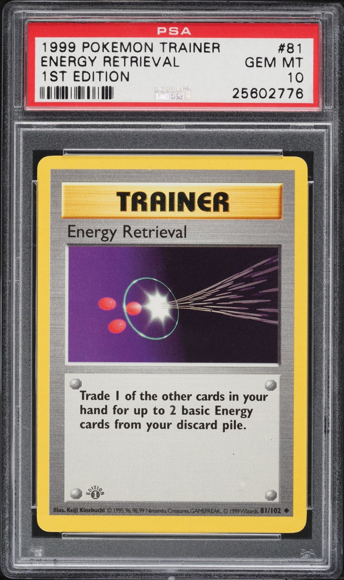 1999 Pokemon Base Set Shadowless 1st Edition Energy Retrieval #81 PSA 10 GEM MINT