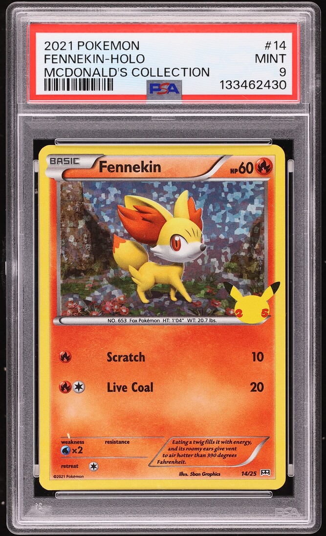 2021 Pokemon Sword & Shield McDonald's Collection Holo Fennekin #14 PSA 9 MINT