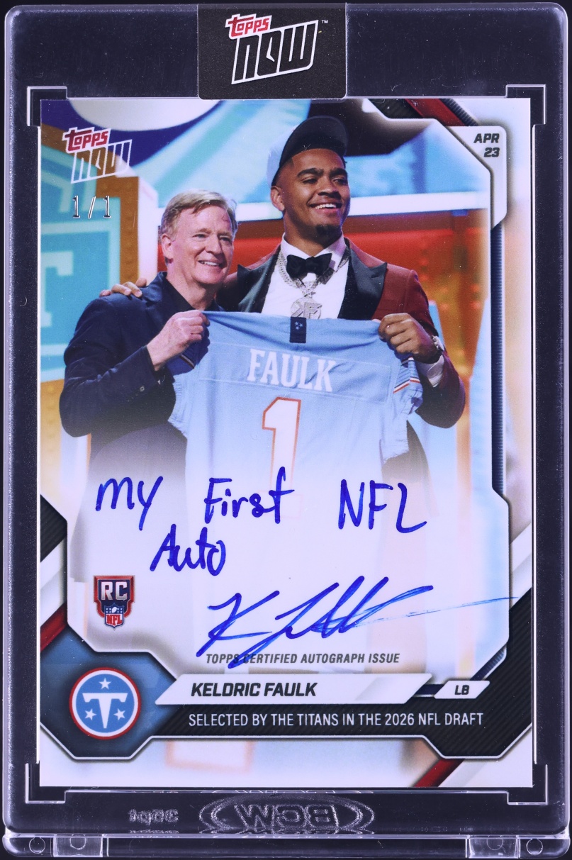 2026 Topps Now Draft White Opalfractor Keldric Faulk ROOKIE AUTO 1/1 #NFDR