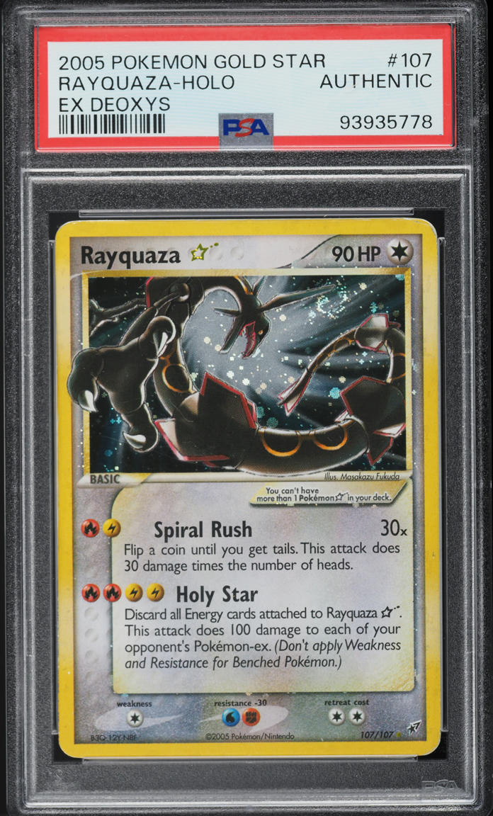 2005 Pokemon EX Deoxys Holo Rayquaza Gold Star #107 PSA AUTH