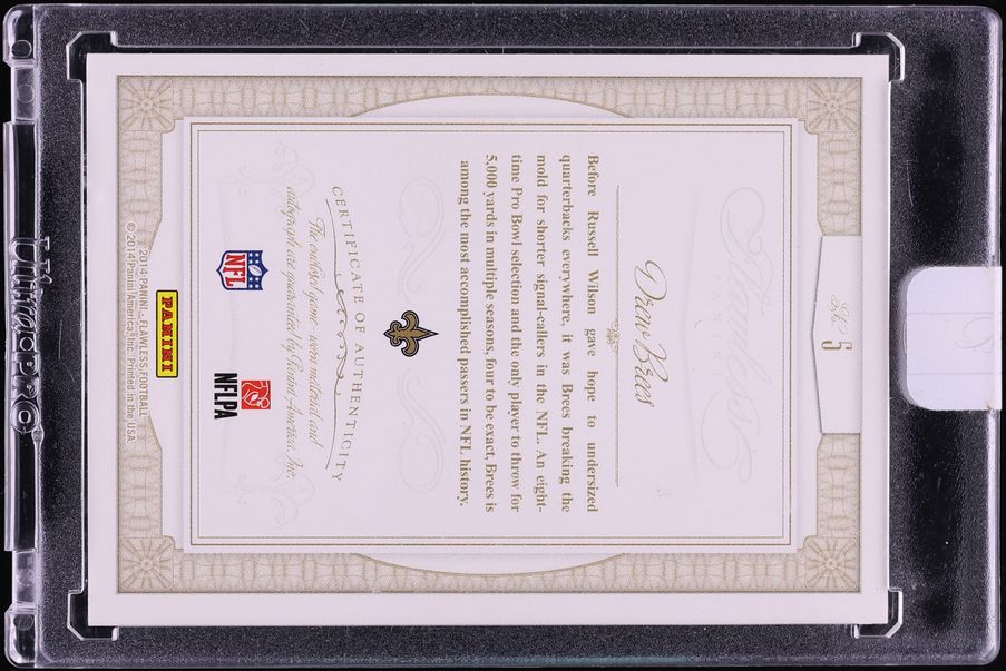 2014 Panini Flawless Greats Dual Ruby Drew Brees PATCH AUTO /15 #5 - Photo 2