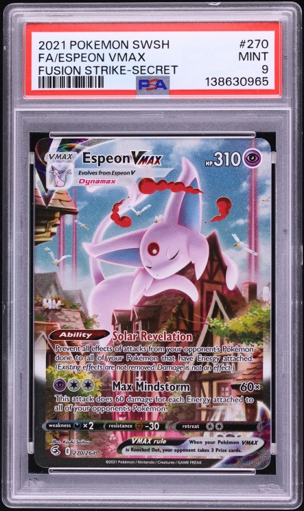 2021 Pokemon Sword & Shield Fusion Strike Full Art Espeon VMAX #270 PSA 9 MINT