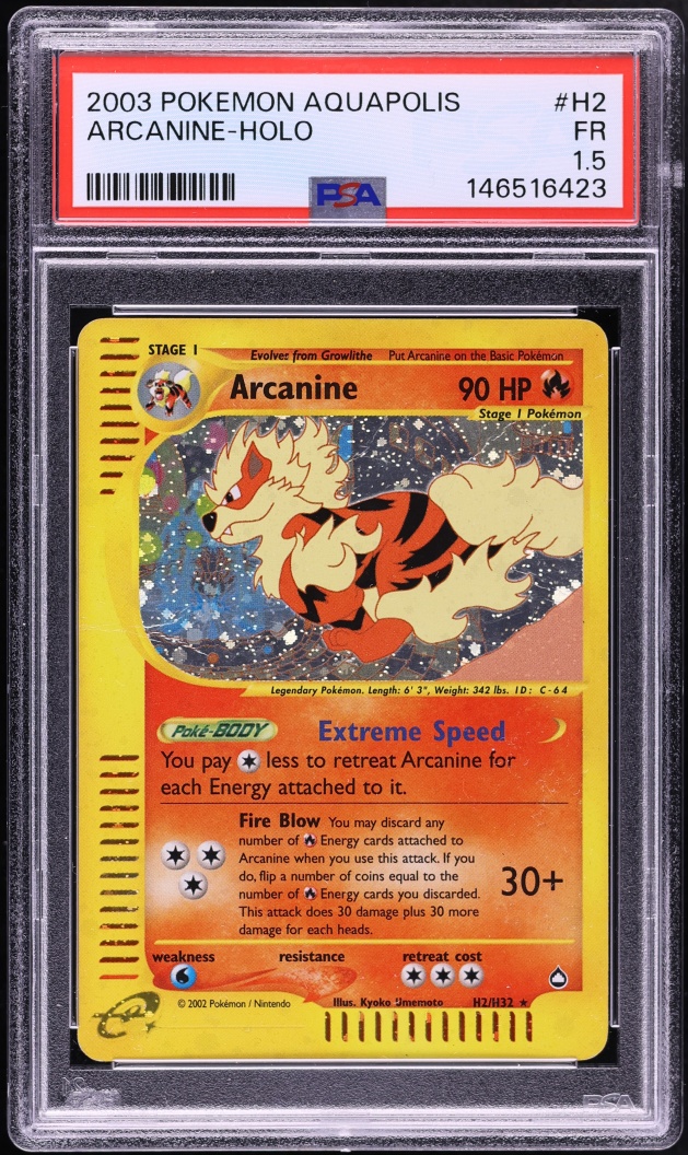 2003 Pokemon Aquapolis Holo Arcanine PSA 1.5 FR