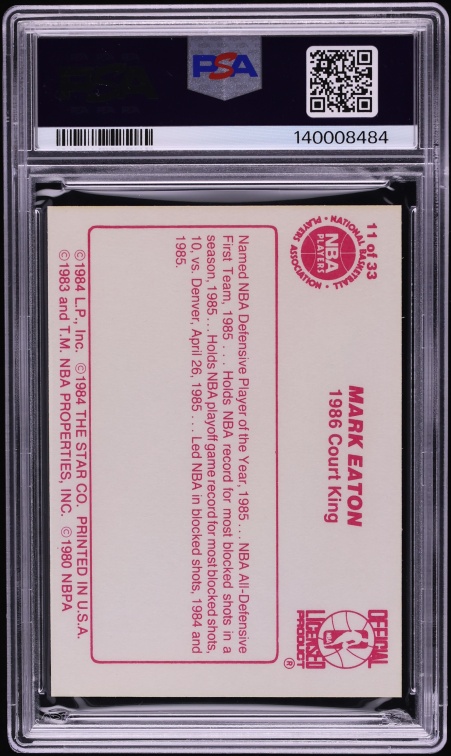 1986 Star Court Kings Mark Eaton ROOKIE #11 PSA 8 NM-MT