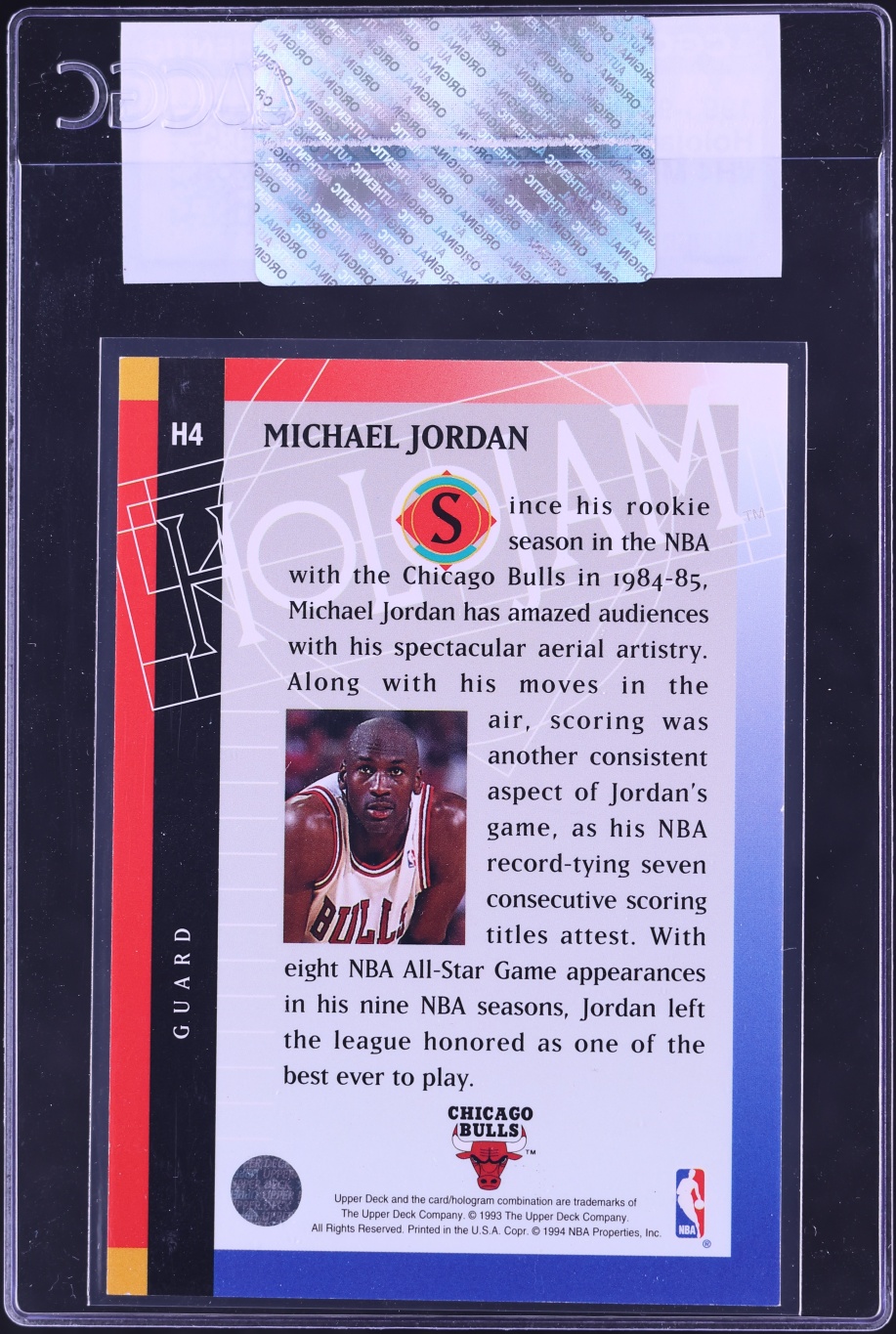 1993 Upper Deck Holojam Michael Jordan #H4 CGC AUTH