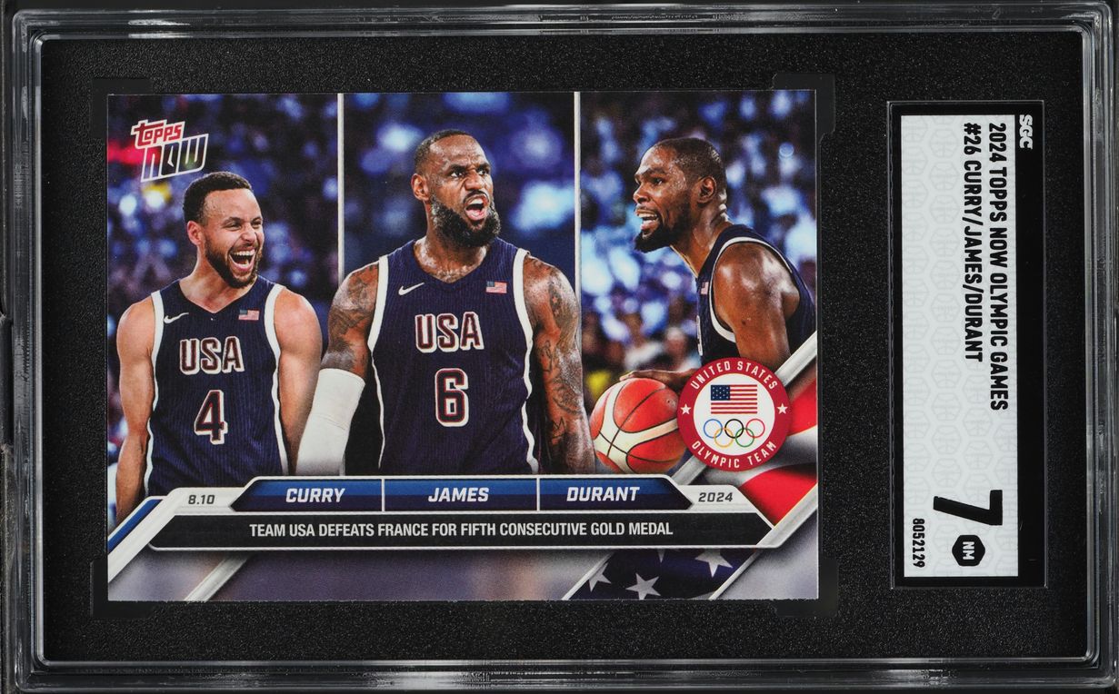 2024 Topps Now Olympic Games Stephen Curry LeBron James Kevin Durant #26 SGC 7