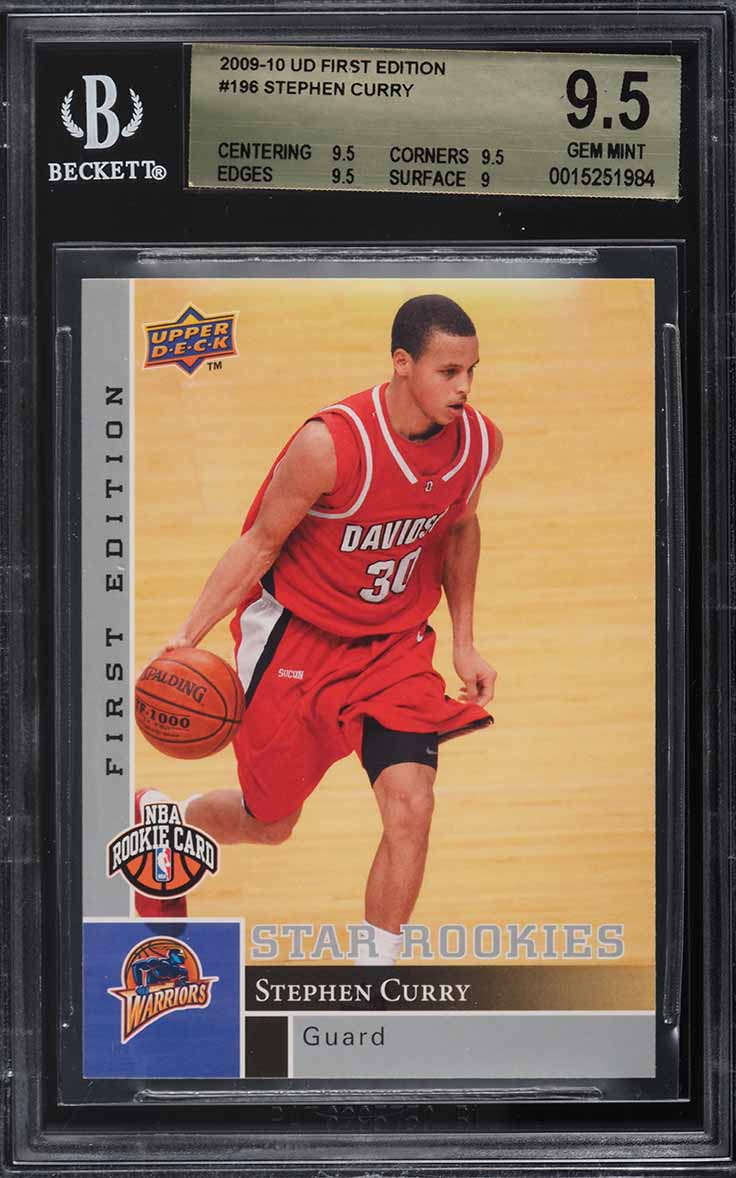 2009 Upper Deck First Edition Stephen Curry ROOKIE #196 BGS 9.5 GEM MINT