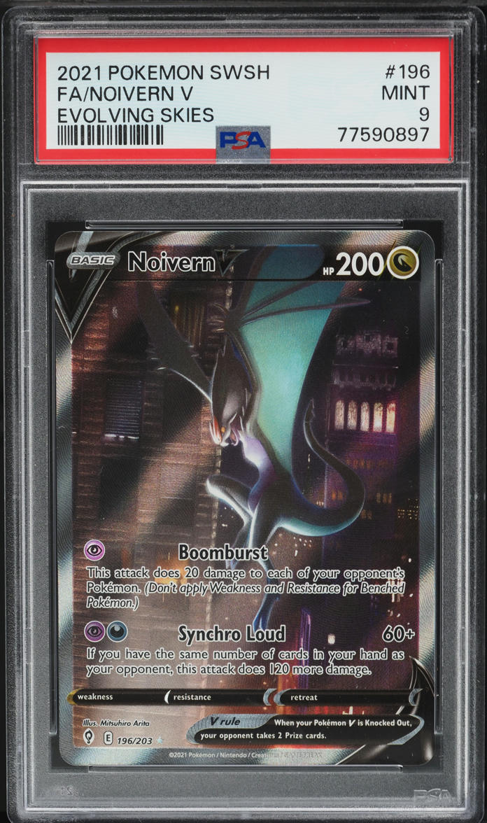 2021 Pokemon Sword & Shield Evolving Skies Alt Art Noivern V #196 PSA 9 MINT