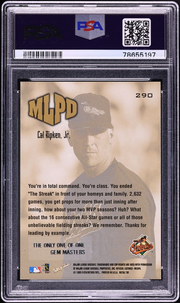 1999 Metal Universe Gem Masters Cal Ripken Jr. 1/1 #290 PSA 8 NM-MT