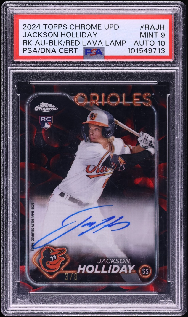 2024 Topps Chrome Update Black Red Lava Lamp Jackson Holliday RC AUTO DNA 10 /8 #RAJH PSA 9
