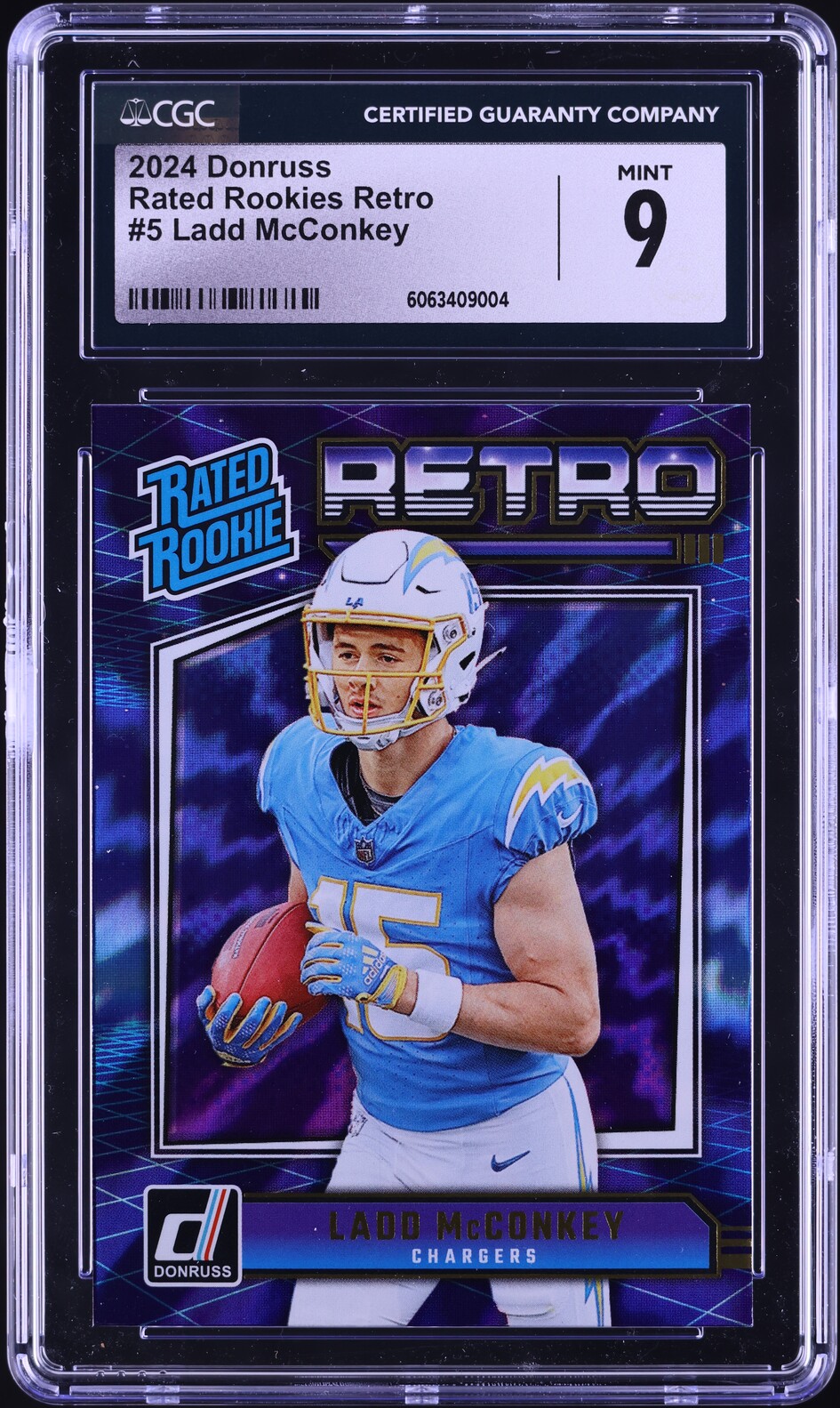 2024 Donruss Retro Ladd McConkey ROOKIE #5 CGC 9 MINT