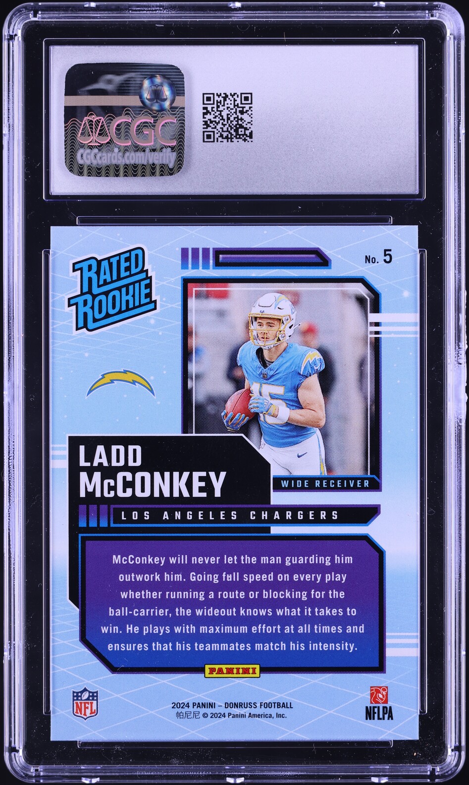 2024 Donruss Retro Ladd McConkey ROOKIE #5 CGC 9 MINT