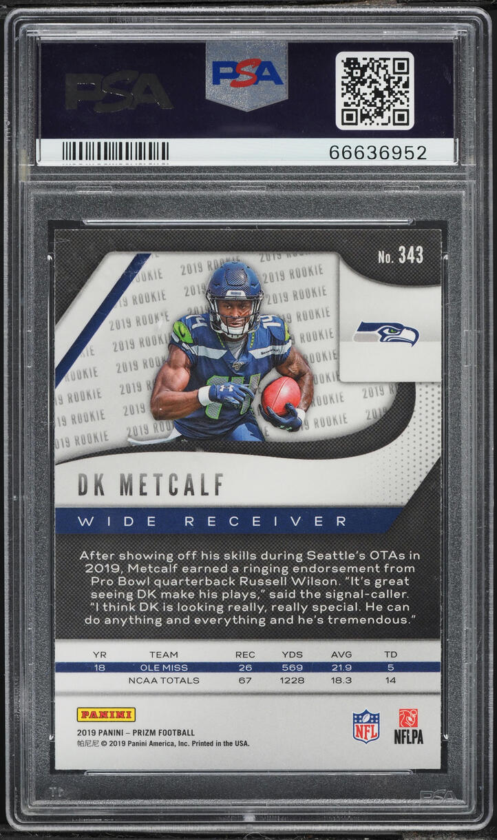 2019 Panini Prizm DK Metcalf ROOKIE #343 PSA 10 GEM MINT
