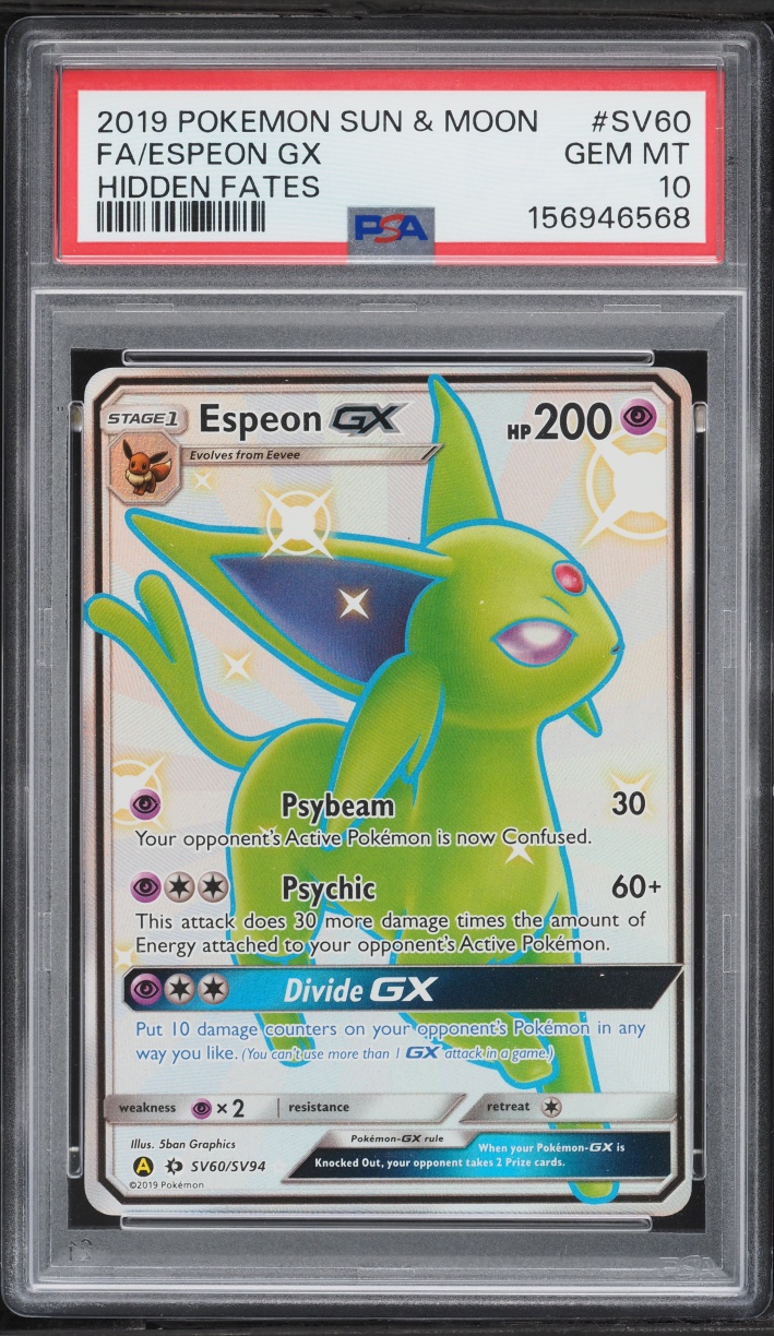 2019 Pokemon Sun & Moon Hidden Fates Full Art Espeon GX #SV60 PSA 10 GEM MINT