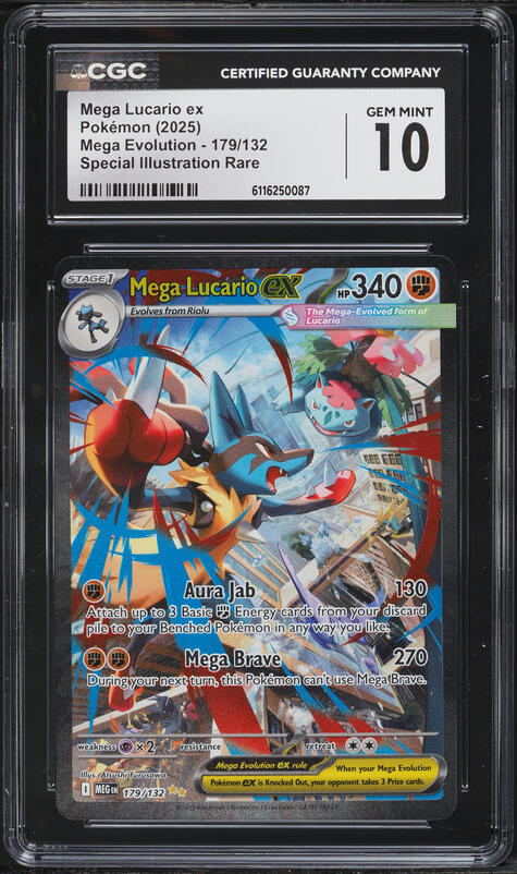 2025 Pokemon Mega Evolution SIR Mega Lucario ex #179 CGC 10 GEM
