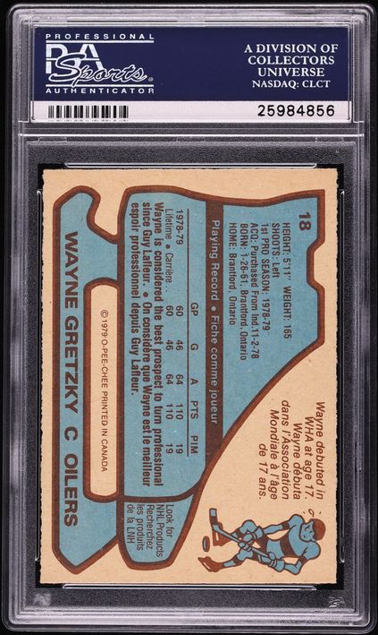 1979 O-Pee-Chee Hockey Wayne Gretzky ROOKIE #18 PSA 8 NM-MT