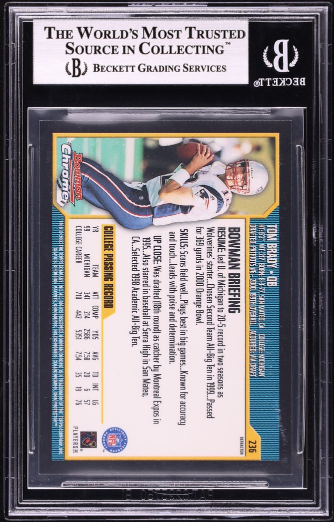 2000 Bowman Chrome Refractor Tom Brady ROOKIE #236 BGS 9 MINT