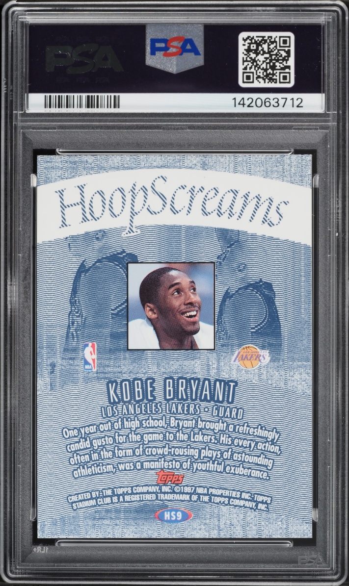 1997 Stadium Club Hoop Screams Kobe Bryant #HS9 PSA 8 NM-MT