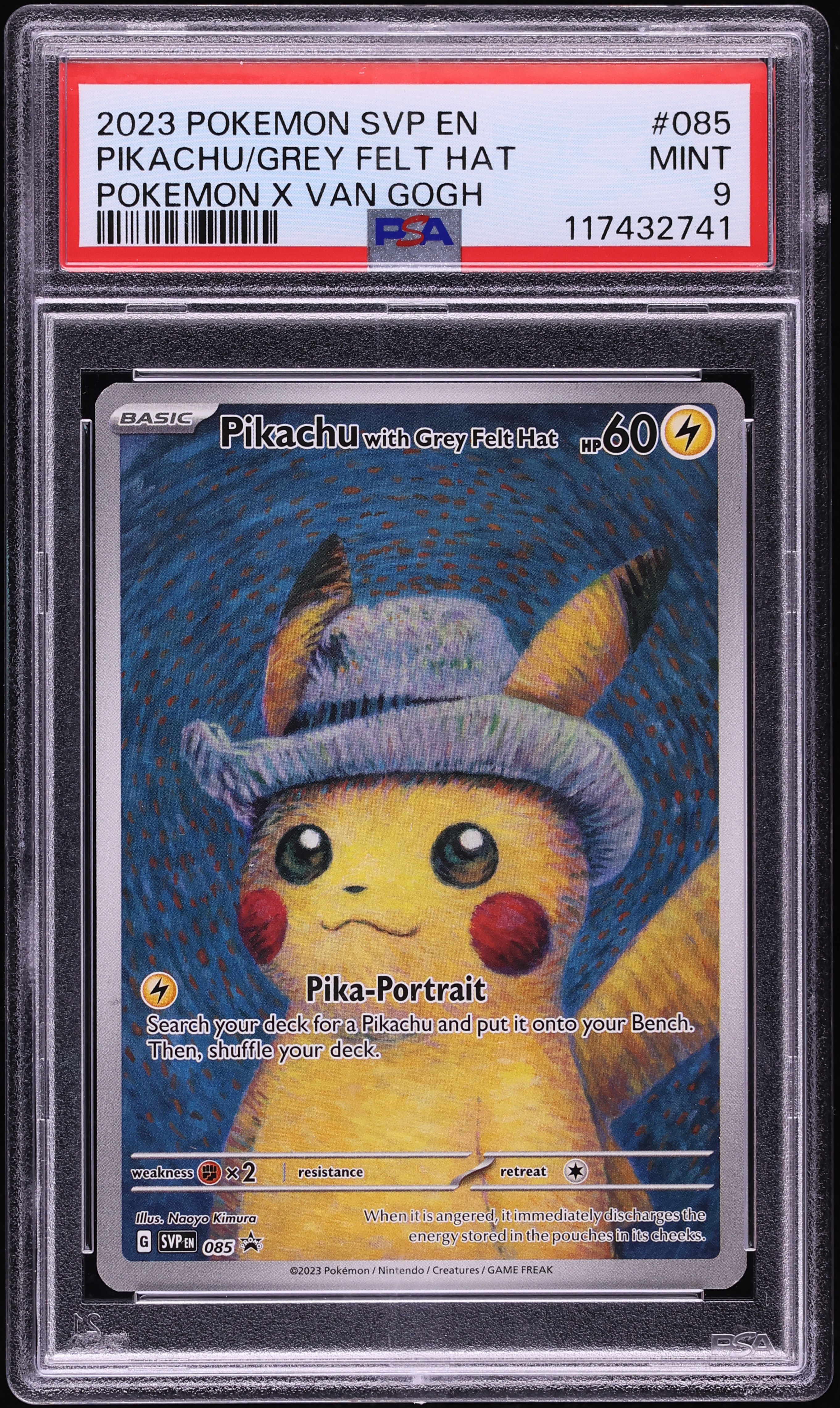 2023 Pokemon Scarlet & Violet Promo X Van Gogh Pikachu With Grey Felt Hat #85 PSA 9 MINT