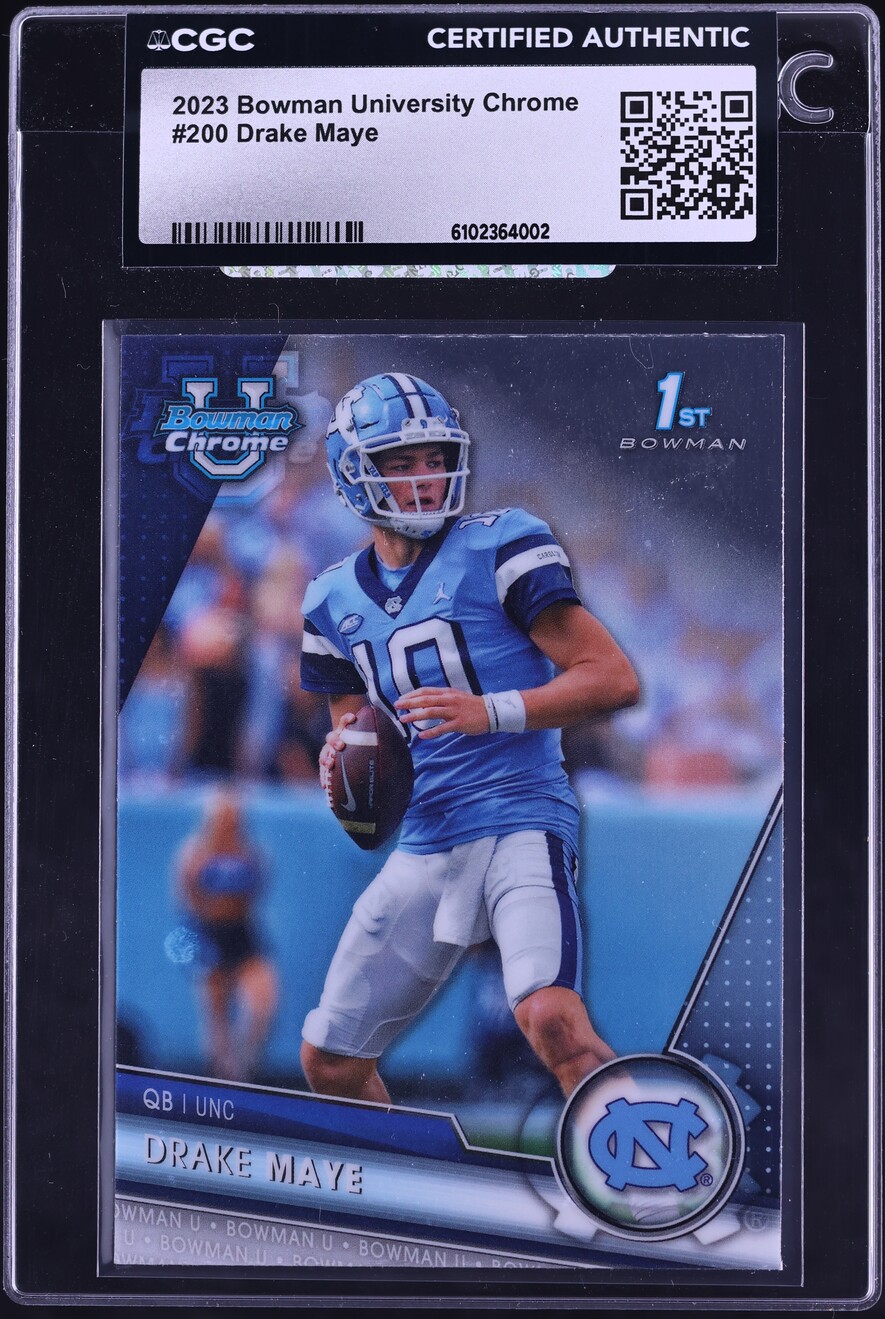 2023 Bowman Chrome University Drake Maye ROOKIE #200 CGC AUTH