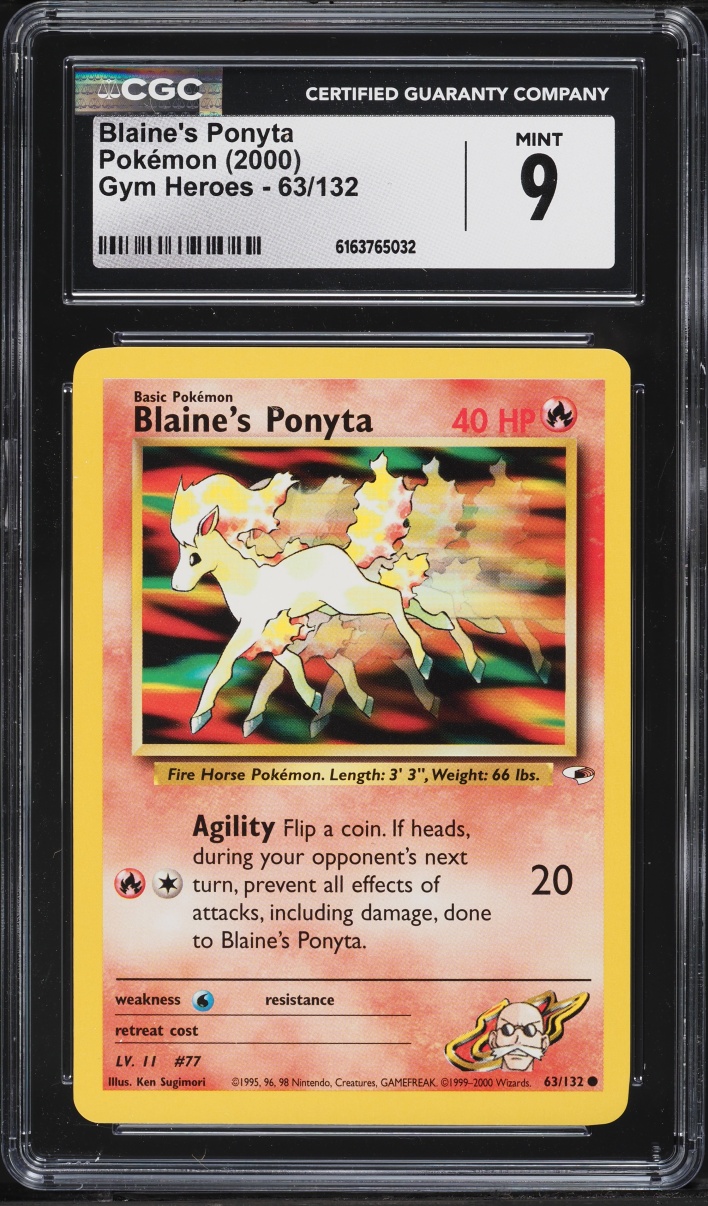 2000 Pokemon Gym Heroes Blaine's Ponyta #63 CGC 9 MINT