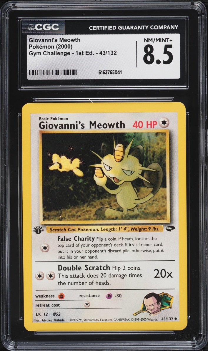 2000 Pokemon Gym Challenge 1st Edition Giovanni's Meowth #43 CGC 8.5 NM-MT+