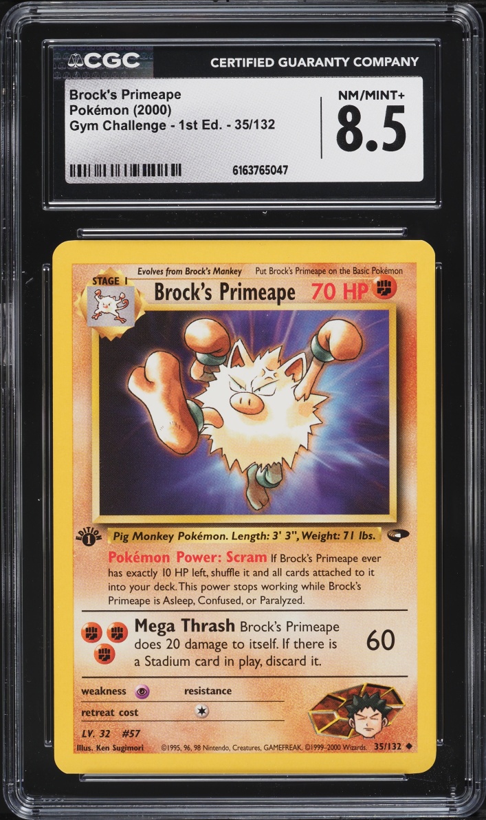 2000 Pokemon Gym Challenge 1st Edition Brock's Primeape #35 CGC 8.5 NM-MT+