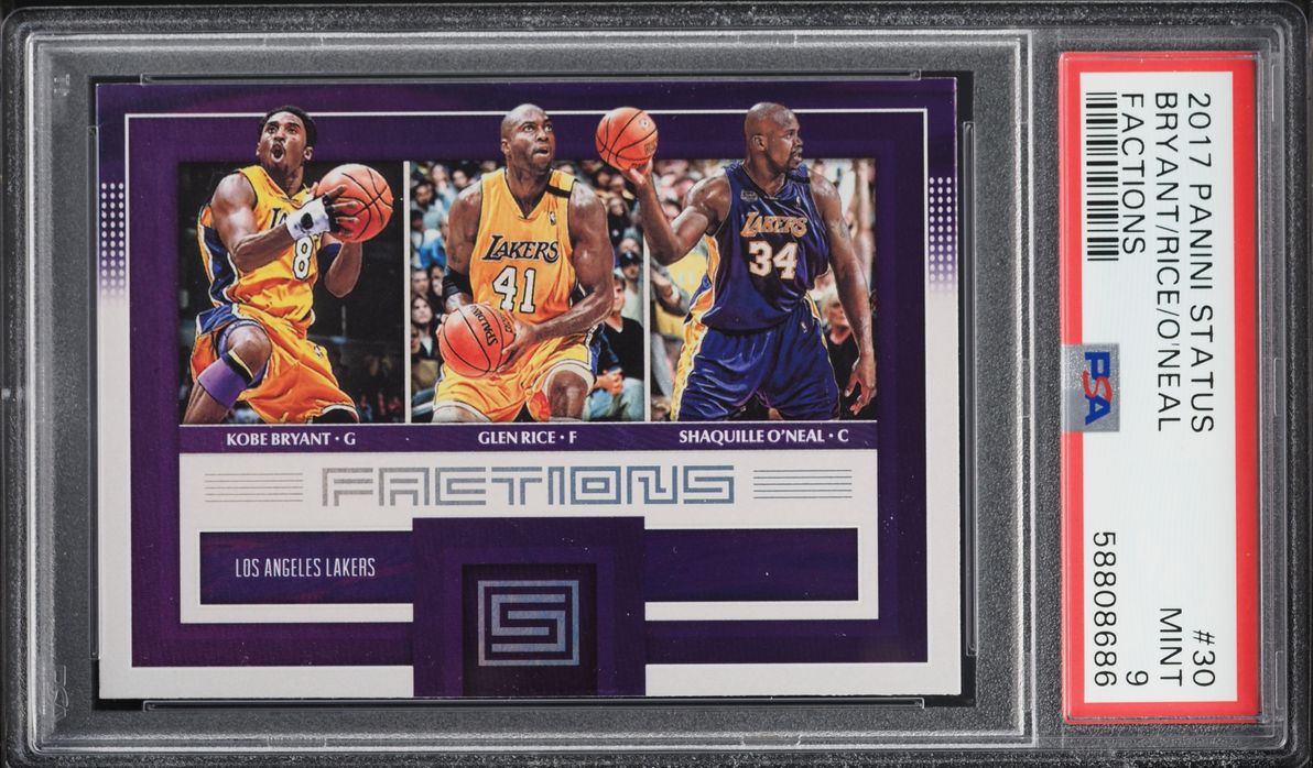 2017 Panini Status Factions Kobe Bryant Glen Rice Shaquille O'Neal #30 PSA 9 MINT
