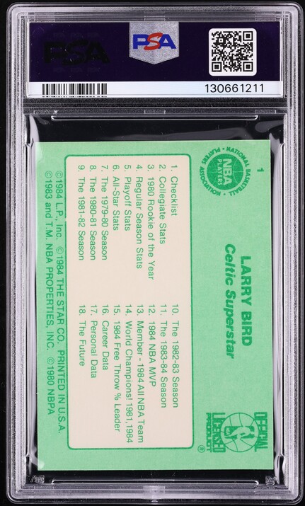 1984 Star Basketball Larry Bird #1 PSA 6 EXMT