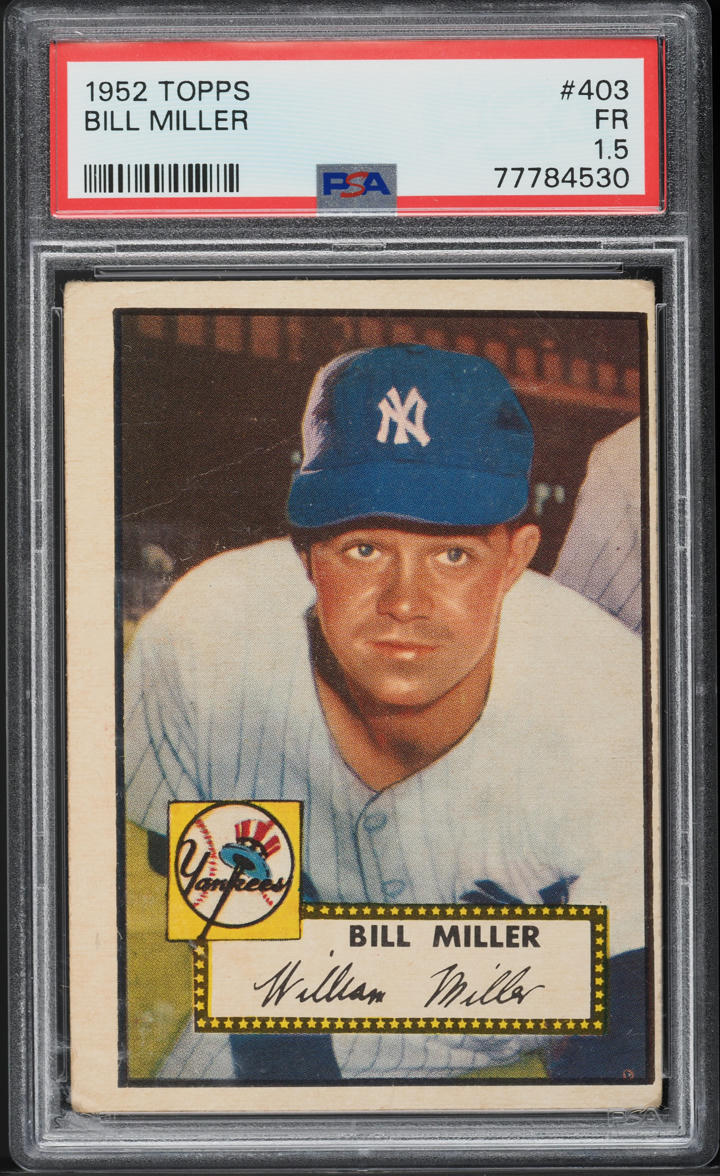 1952 Topps Bill Miller #403 PSA 1.5 FR