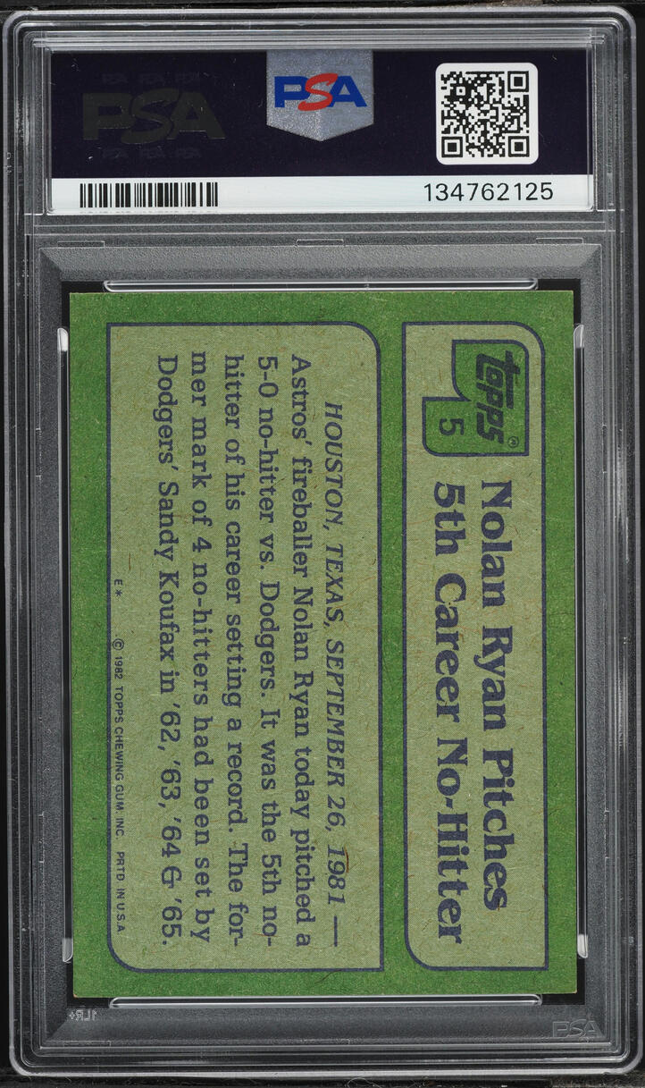 1982 Topps Nolan Ryan #5 PSA 7 NRMT