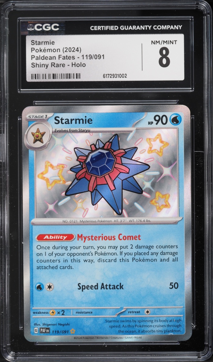 2024 Pokemon Scarlet & Violet Paldean Fates Shiny Starmie #119 CGC 8 NM-MT