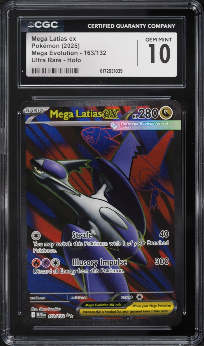 2025 Pokemon Mega Evolution Full Art Mega Latias ex #163 CGC 10 GEM MINT