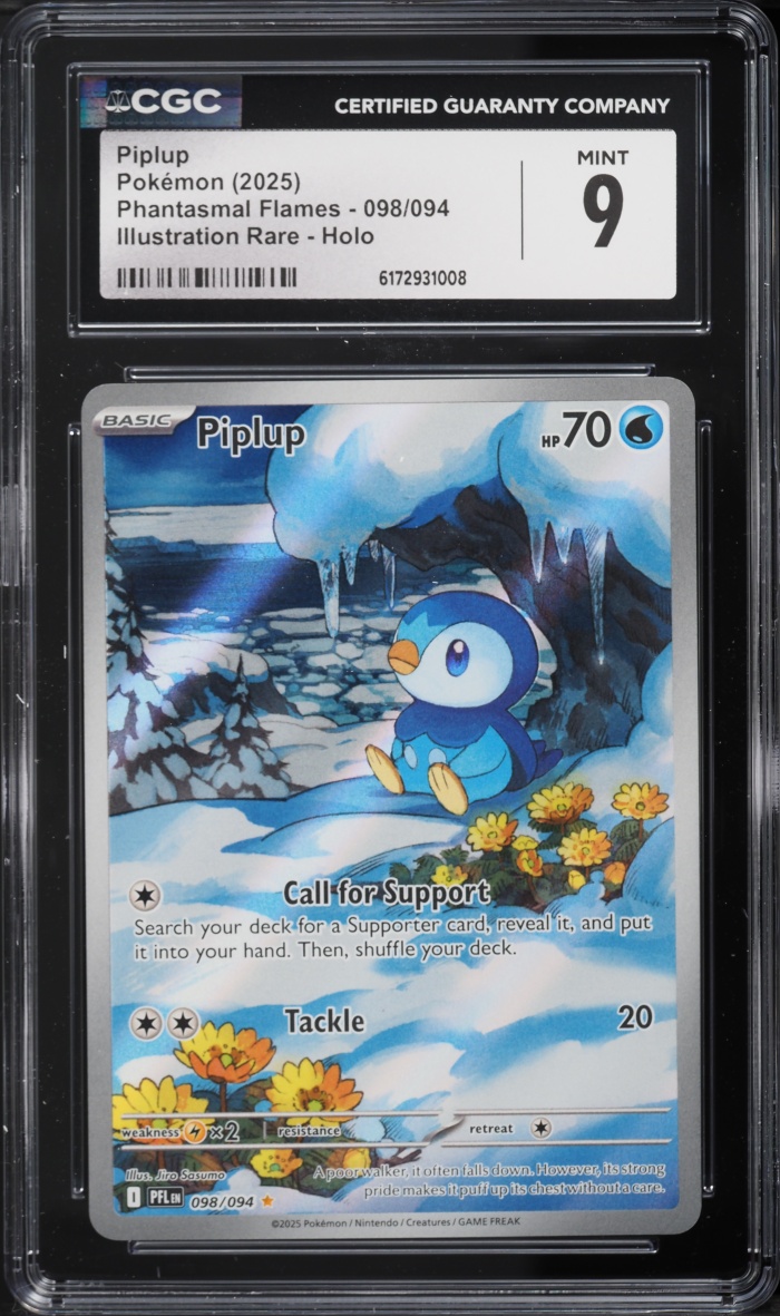 2025 Pokemon Mega Evolution Phantasmal Flames IR Piplup #98 CGC 9 MINT