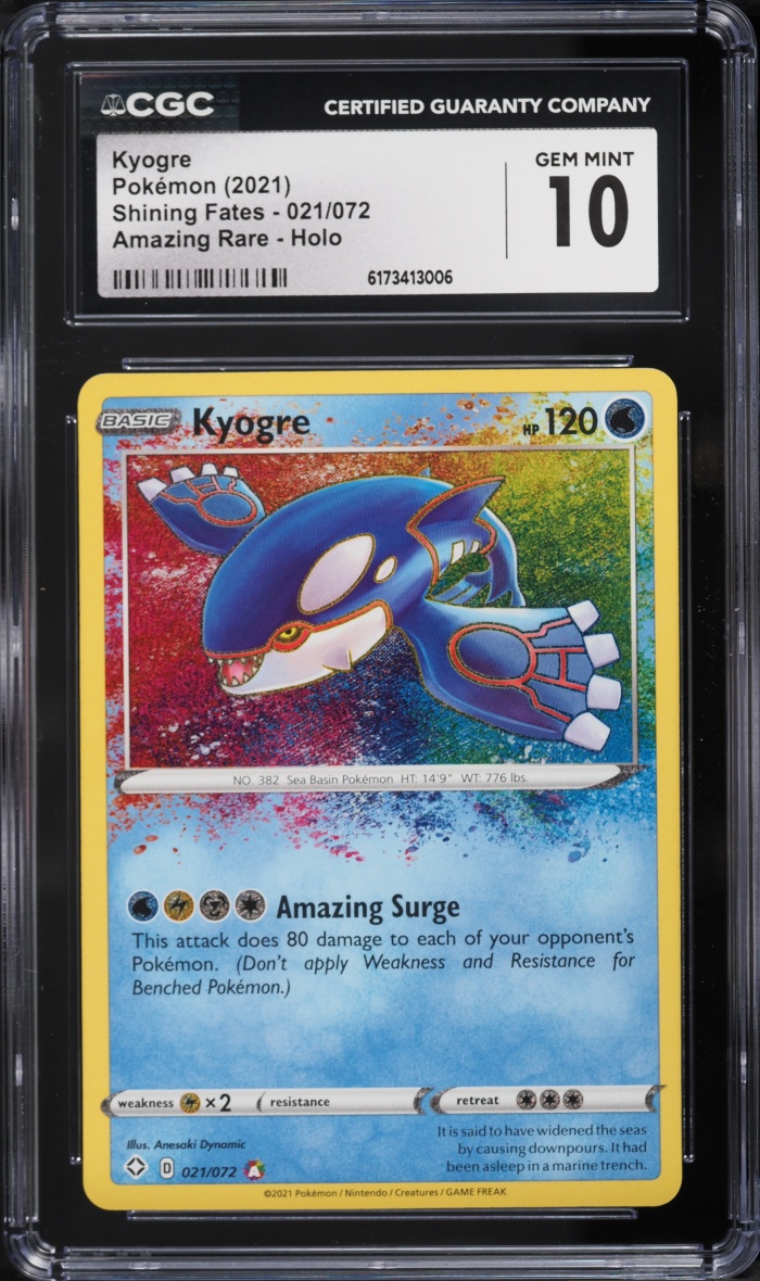 2021 Pokemon Sword & Shield Shining Fates Amazing Rare Kyogre #21 CGC 10 GEM MINT
