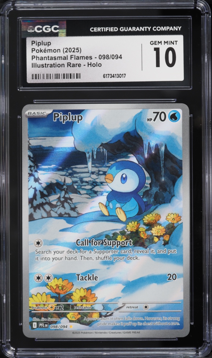 2025 Pokemon Mega Evolution Phantasmal Flames IR Piplup #98 CGC 10 GEM MINT