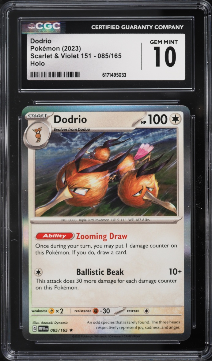 2023 Pokemon Scarlet & Violet 151 Holo Dodrio #085 CGC 10 GEM MINT