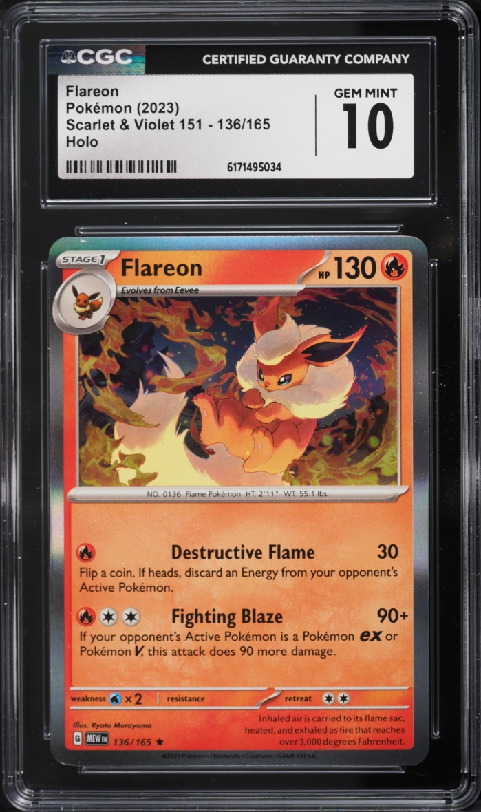 2023 Pokemon Scarlet & Violet 151 Holo Flareon #136 CGC 10 GEM MINT