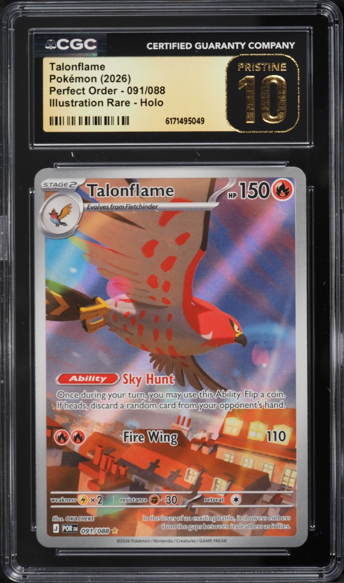 2026 Pokemon Mega Evolution Perfect Order IR Talonflame #091 CGC 10 PRISTINE