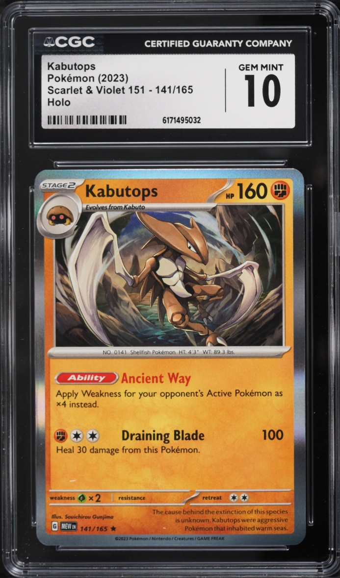 2023 Pokemon Scarlet & Violet 151 Holo Kabutops #141 CGC 10 GEM MINT