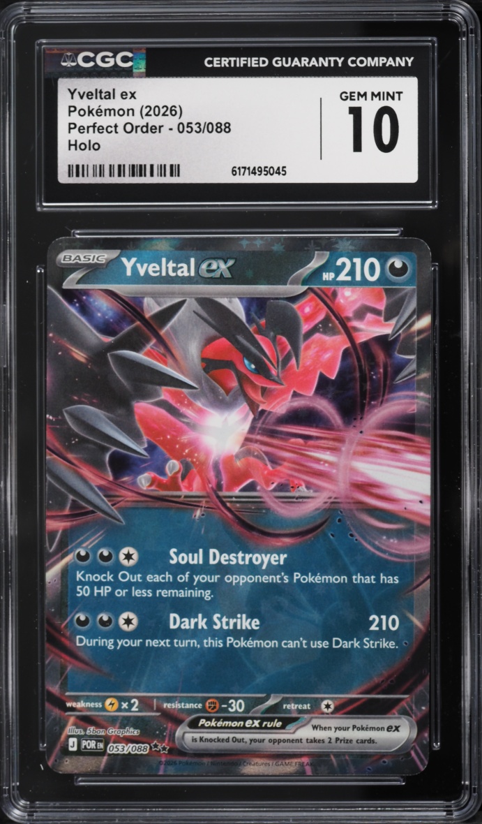 2026 Pokemon Mega Evolution Perfect Order Holo Yveltal ex #053 CGC 10 GEM MINT