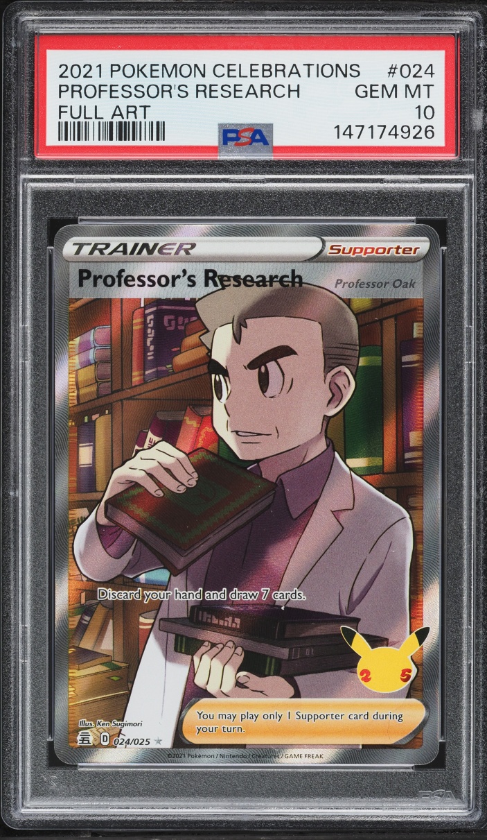 2021 Pokemon Sword & Shield Celebrations Full Art Professor's Research #24 PSA 10 GEM MINT