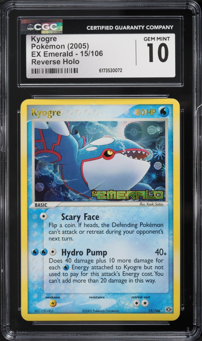 2005 Pokemon EX Emerald Reverse Holo Kyogre #15 CGC 10 GEM MINT