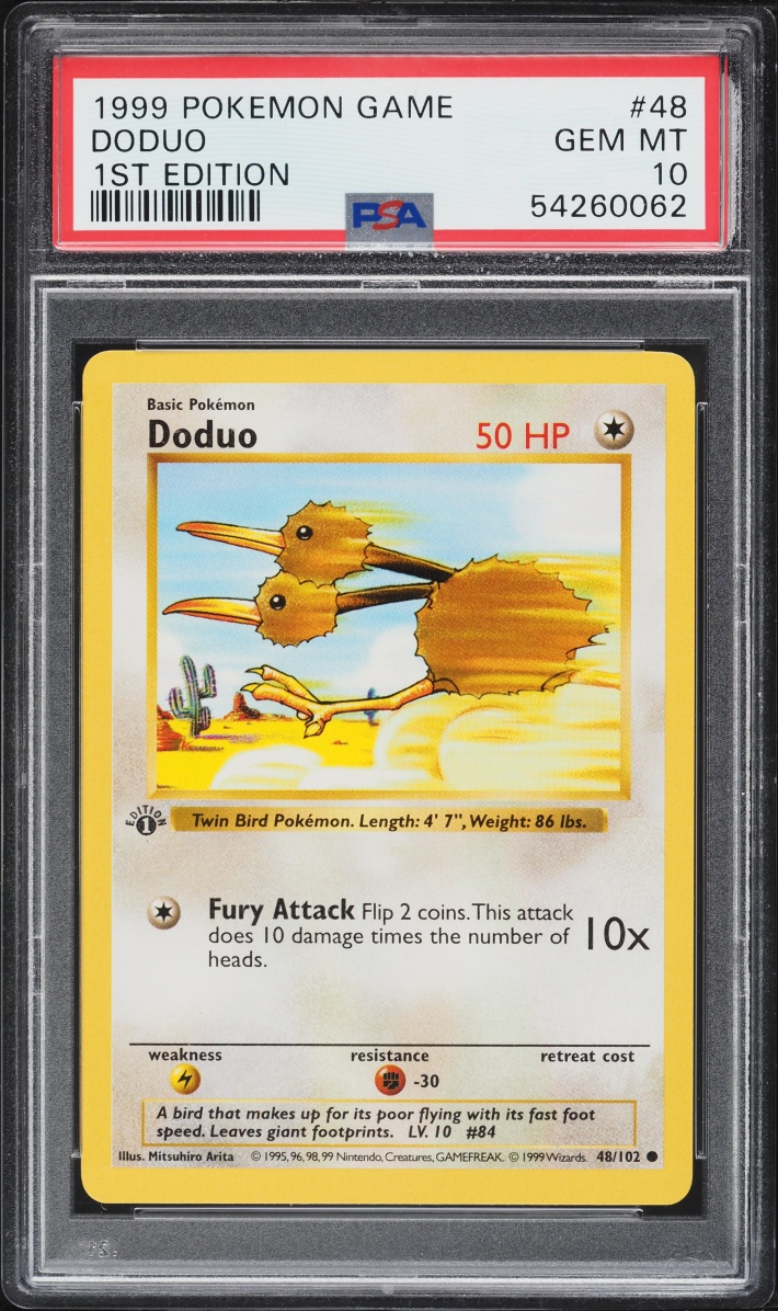 1999 Pokemon Base Set Shadowless 1st Edition Doduo #48 PSA 10 GEM MINT